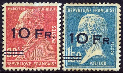 FRANCE 1928, 10 Fr, SURCHARGED MINT NO GUM FALSE, FAUX STAMPS. #M30 - Image 1 of 2