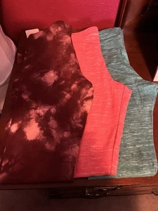 Old Navy Girls Leggings Maroon/Green/Peach Sz XL (14-16) Set Of 3 $18, $8 Each - Picture 1 of 1