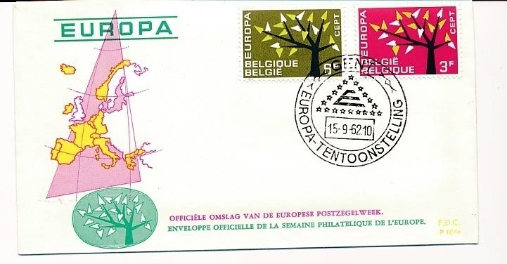 D90020 Europa CEPT 1962 Tree FDC Belgium - Image 1 of 1