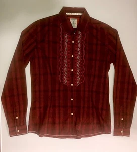 Vtg Western Rodeo Panhandle Red Plaid Shirt Size S Pearl Snap Rough Stock - Picture 1 of 18