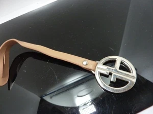 GIANI BERNINI PLATA BEIGE CORREA CUERO LLAVERO/BOLSO ENCANTO LLAVERO - Imagen 1 de 3