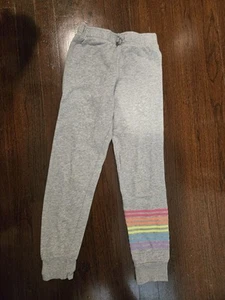 Sz M The Children's Place Girls Gray Joggers W/rainbow Stripes - Picture 1 of 4