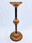 Vintage 12" Heavy Brass Gothic Candlestick Holder Enameled Stems Weighted India