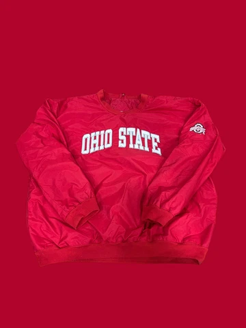 Ohio State Buckeyes Red Pullover Spell Out Jacket XL VTG Cover