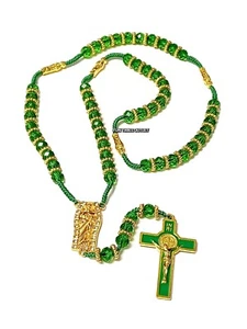Rosario San Judas Tadeo Cristal Verde Recuerdos Saint Jude Green Crystal Rosary - Picture 1 of 6