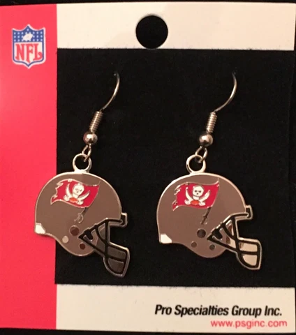 Tampa Bay Buccaneers Helmet Logo J Hook Dangle Earrings NEW Cover