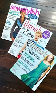 (3) Sewing Magazines SEWSTYLISH + THREADS 2010, 2017 Patterns, Fashion, Styles - Picture 1 of 4