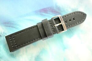 NEW SILVER BUCKLE 24MM BLACK SMOOTH CALF QR WATCHBAND WATCH BAND STRAP FOR OMEGA
