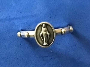 Miraculous Rosary Ring Tone Oxidized Metal 1 Decade Prayer Ring size 11 large - Picture 1 of 5