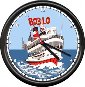 Bob-Lo Boblo Boote Insel Detroit Schwesterboote Vergnügungspark Schild Wanduhr - Bild 1 von 1