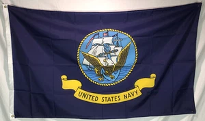 36” x 60” Blue United States Navy Double Sided Wall Flag Logo Crest U.S. Eagle - Picture 1 of 3