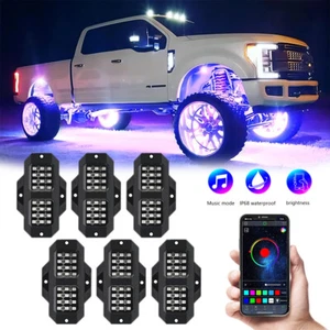 6x Auto LED Unterbodenbeleuchtung RGB Atmosphäre Unterboden Rock Lights APP - Afbeelding 1 van 16