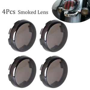4X Cubierta de luz de señal de giro Lente de humo para Harley Dyna Road Glide Touring Softail - Imagen 1 de 12