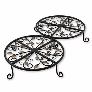 Metal Plant Stand – 2-Pcs Set 12-inch Outdoor and Indoor Plant Stand – Modern... - Picture 1 of 9