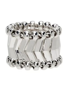 BOTTEGA VENETA Chevron 925 silver sculptural band ring 7 US / 15 IT authentic - Picture 1 of 10