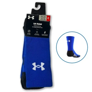 Under Armour Blue Black UA Team Cushioned Crew Athletic Socks Unisex 1 Pair - Picture 1 of 4