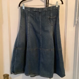 Anthropologie Holding Horses  Blue Denim Midi A Line Pencil Skirt Size 8 - Picture 1 of 10