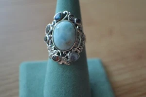 11.15ct Sky Blue Larimar / Multi Gemstone Ring Fine Sterling Silver Sz 9 - Picture 1 of 7