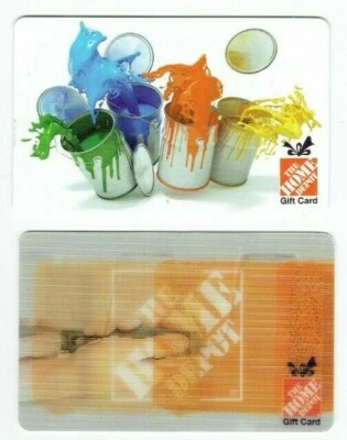 Home Depot Gift Card - LOT of 2 Paint Cans & Lenticular Paint Tray - No Value - Image 1 of 2