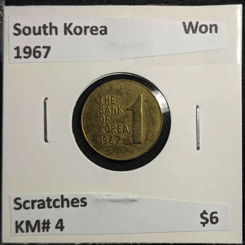 South Korea 1967 Won KM# 4 Scratches #793 2B Cover