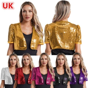 Womens Outerwear Bolero Jacket Wedding Cardigan Evening Clubwear Glitter Tops - Picture 1 of 52