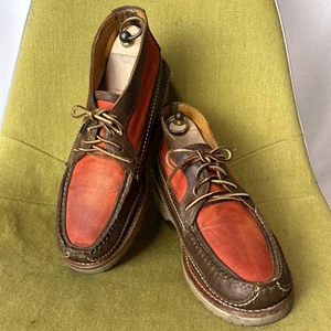 YUKETEN Botas Chukka con Cordones Cuero y Algodón Encerado Marrón Naranja Talla 9E - Imagen 1 de 8