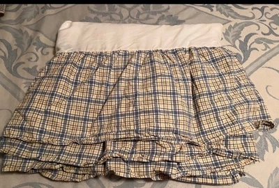 Falda de cama de algodón a cuadros azul/amarillo Laura Ashley Lifestyles ~ talla 60x80 pulgadas. Foto 1 de 4