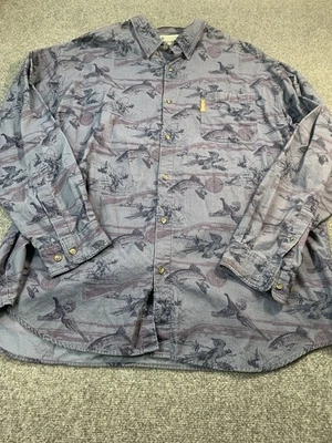 Camisa Columbia Para Hombres 2XL Azul Estampado de Peces Manga Larga Botones Bolsillo Riverlodge Foto 1 de 4