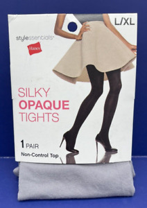 Tights Hanes Style Essentials Silky Opaque Size L XL Gray Non Control Top