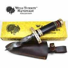 Wild Turkey Handmade Damascus Steel Spiral Dagger with Leather Sheath