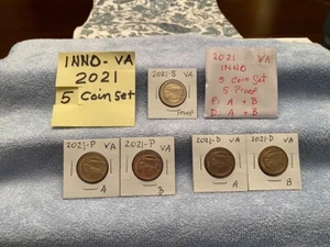 2021 Innovation $1 Virginia (5-coin set) S Proof, P (A+B) & D (A+B). - Picture 1 of 4
