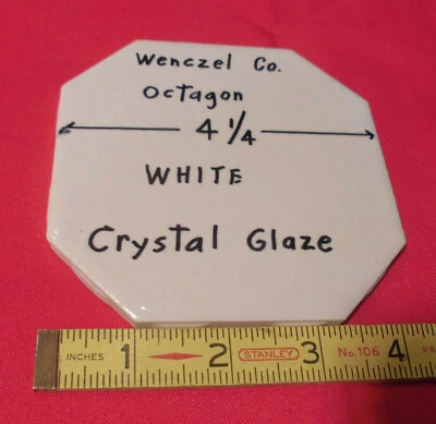 1 pc. Azulejo de cerámica octágono 4-1/4" blanco *esmaltado en cristal* de Wenczel Co. NUEVO Foto 1 de 4