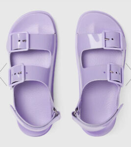 Gucci Rubber Sandals Mini Double G Purple Lilac Buckle US6 EU36 UK3 RRP £495