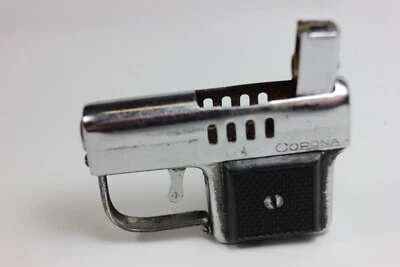 Bonito encendedor de cigarrillos de gasolina vintage CORONA Fly-Pistol cromado funcionando Foto 1 de 4