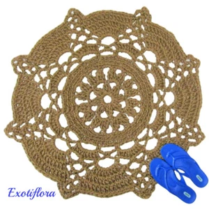 Round Jute Area Rug - Made in the USA with Natural Fiber - Handmade Crochet - Picture 1 of 4