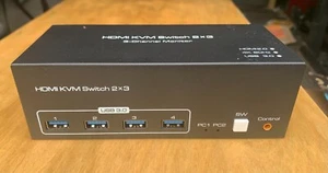 8K 60Hz HDMI KVM Switch 3 Monitors 2 Computers 4K 120Hz USB 3.0 KVM - Picture 1 of 4