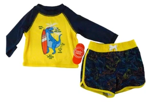 Wonder Nation Surfing Dinosaur Boy's Swim Top & Shorts 3 - 6 mths. - Picture 1 of 4