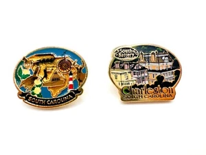 Set of Two South Carolina Enamel Pins - SC State & Charleston South Battery - Picture 1 of 7