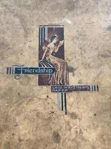 Vintage Briefpapier Box Freundschaft gelegt Schreibpapier Made in US Art Deco 1930er - Bild 1 von 9