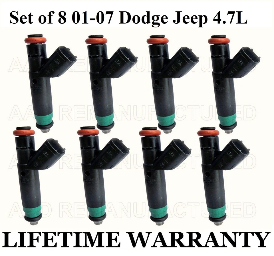 Set Of 8 OEM Siemens Fuel Injectors for 2001-2007 Dodge Dakota 4.7L - Image 1 of 1