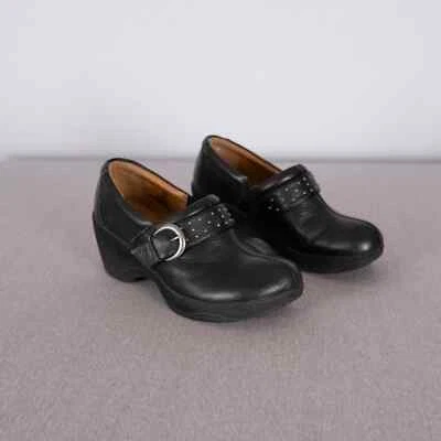 Zuecos Bjorndal Allana de cuero negro para mujer talla 9,5 estilo 136412 Foto 1 de 4