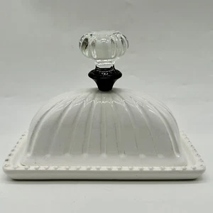 Perilla de puerta de cristal con tapa de cerámica plato de mantequilla pastel de barro - Imagen 1 de 14