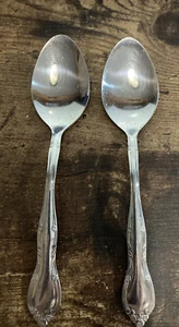Stainless Steel Fancy Flatware Teaspoons Lot of 2 Crafting Special or Use - Picture 1 of 4