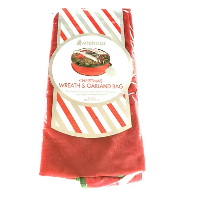 Whitmor Christmas Holiday Wreath Garland Bag 30" Zippered Handles Clear Top Red  - Image 1 of 4