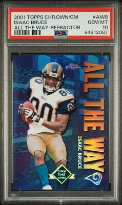2001 Topps Chrome Own the Game Isaac Bruce All the Way Refractor PSA 10 Gem Mint - Image 1 of 2