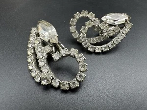 50er Jahre Silber funkelnde klare Strass Med Century Glam Retro Ohrringe Kletterer - Bild 1 von 24