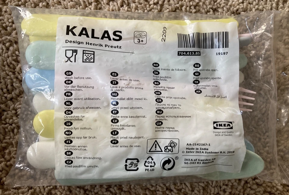 IKEA KALAS 18-Piece Flatware Set Mixed Colors Kids Cutlery Fork Spoon Knife