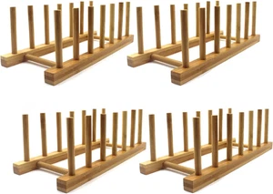Estante organizador de almacenamiento de cocina de madera de bambú para platos paquete de 4 - Imagen 1 de 7