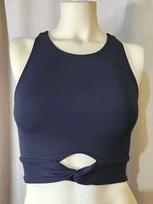 Top OFFLINE By Aerie Real Me Xtra Crop Active Talla S Dobladillo Torcido Cuello Alto Negro Foto 1 de 4