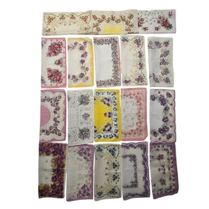 Lot Of 18 Vintage Handkerchiefs Mixed Patterns & Styles Cotton 12" Floral EUC - Picture 1 of 4
